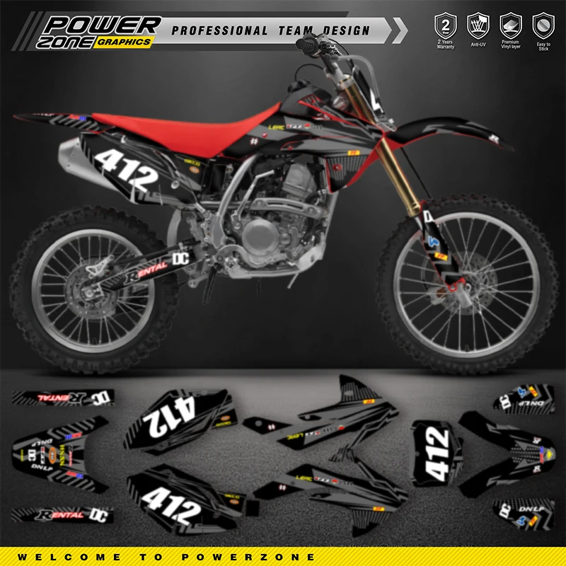 

PowerZone графические фоны наклейки комплект наклеек для HONDA CRF150R 2020-2007 CRF150cc имя мотоцикла номер 010