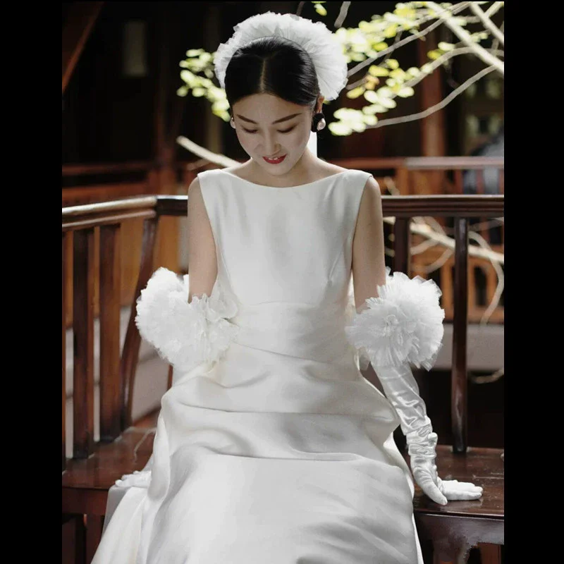 Mingli Tengda Bridal Veil Retro Palace Long Off White Trailing Headpiece Super Fairy Fluffy Wedding Photo Ceremony Soft Veil