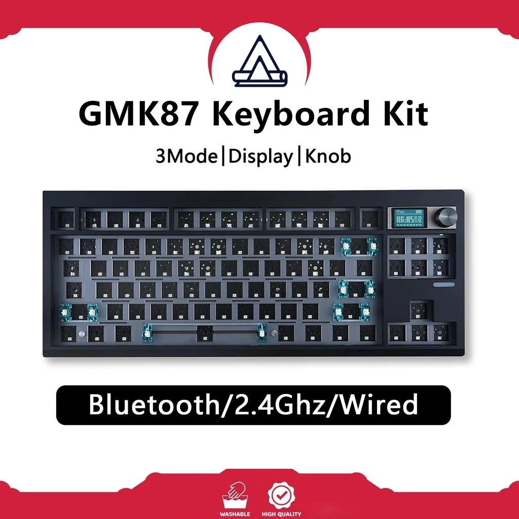 

ZUOYA GMK87 TKL Mechanical Keyboards Kit 80% Hot-Swap 3Mode RGB Custom Gasket Mounted TFT LCD Screen Barebones Kit with DIY Knob