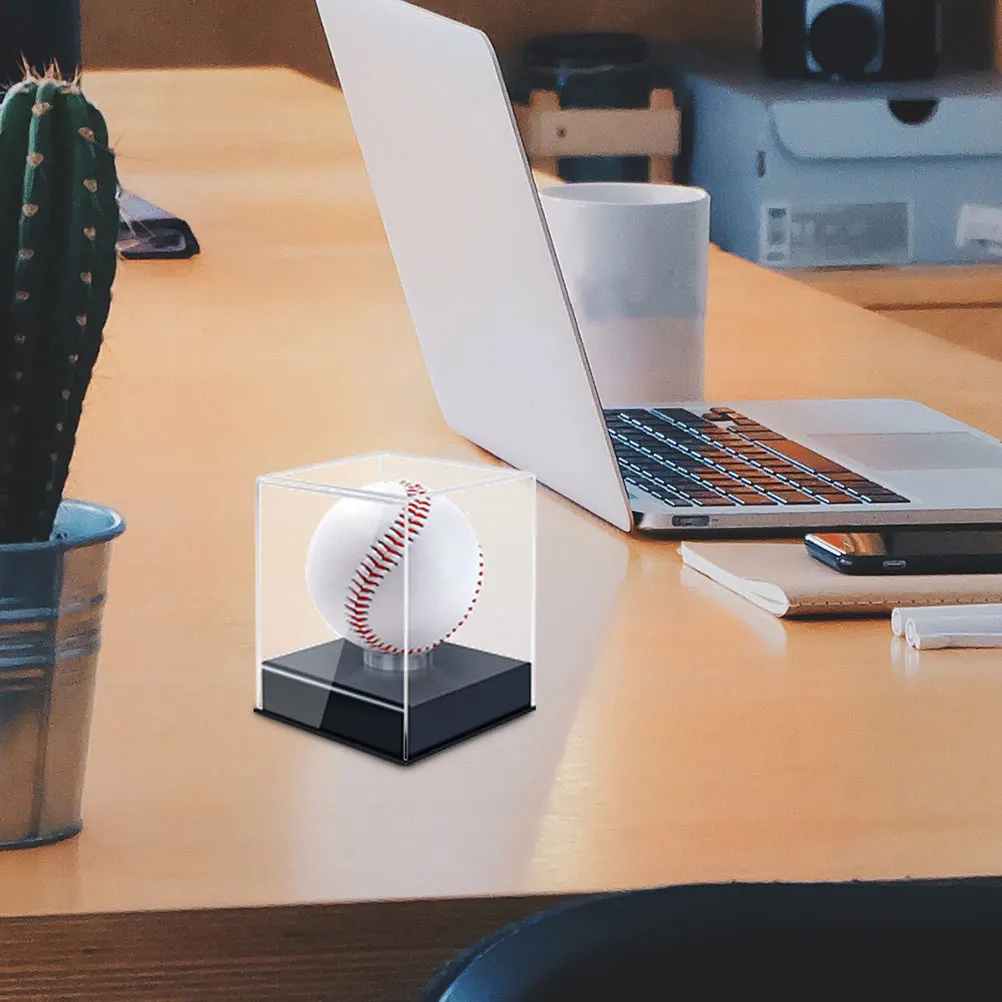 Clear Display Box for Baseball Softball Rugby Collectibles 2Pcs Acrylic Showcase Case Cap Bobble Head Figure Storage Model Car