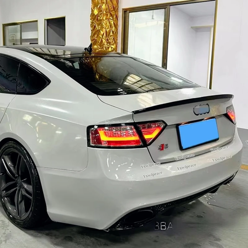 

For AUDI A5 S5 RS5 B8 2009 - 2016 ABS Glossy Black Carbon Fiber Look Car Rear Trunk Lip Spoiler Wings