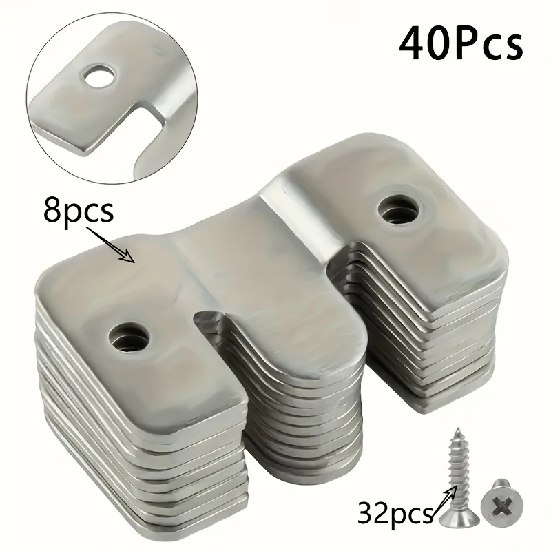 40-Piece Stainless Steel Heavy-Duty Embedded Interlocking Mounting Bracket Kit, with Matching Screws, Anti-Corrosion Wall Hardware, Suitable for Bed Corners, Furniture, Picture Frames, and Gallery Wall Hangings