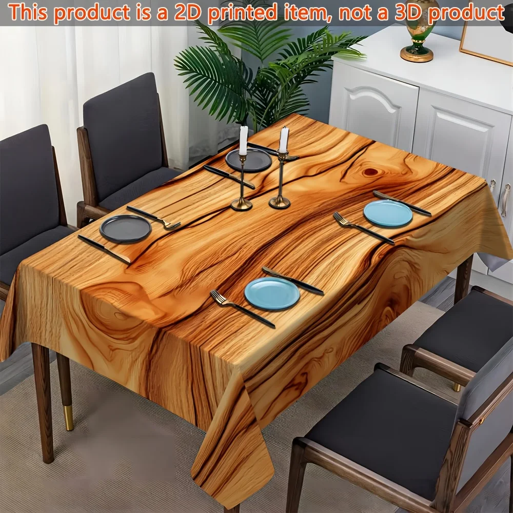 JIT, 1pc original wood grain printed pattern rectangular tablecloth, polyester fiberzyc