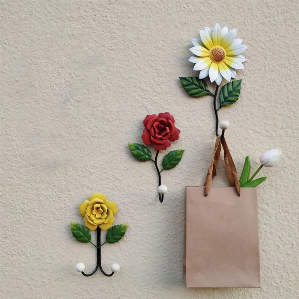

Metal Rose Key Hook Wall Mounted Creative Over Door Hanger Single/Double Hook Modern Storage Wall Hook Clothing