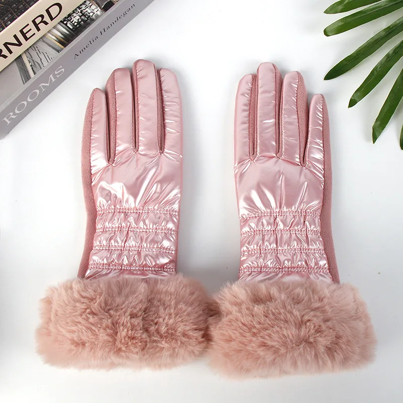 

Winter Women Keep Warm Touch Screen Plus Fleece Thickened Fashion Elegant Waterproof Windproof Cycling Driving Gloves