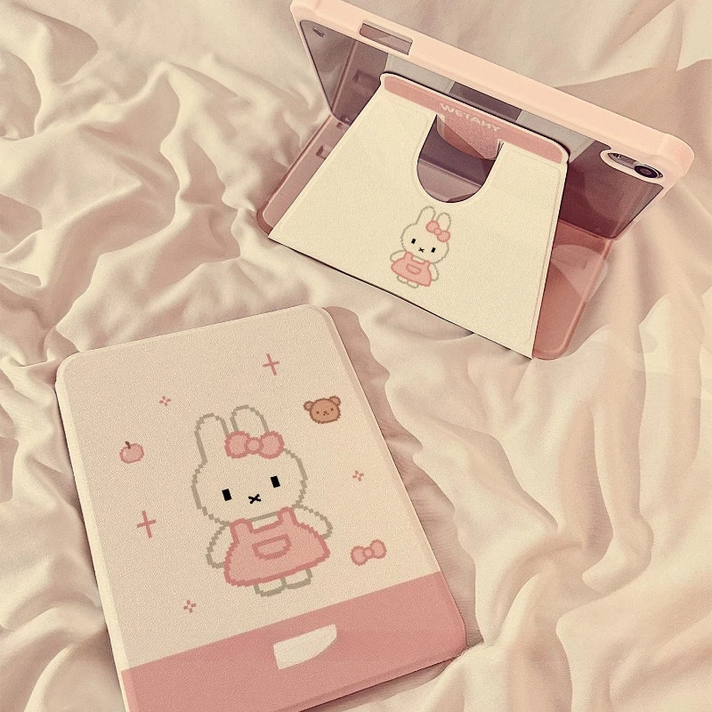 Miffy Kawaii Anime Cute Pixel 360° Rotate for IPadAir7/6 Case New Model with Pen Slot Fashion Exquisite Simple Good-looking