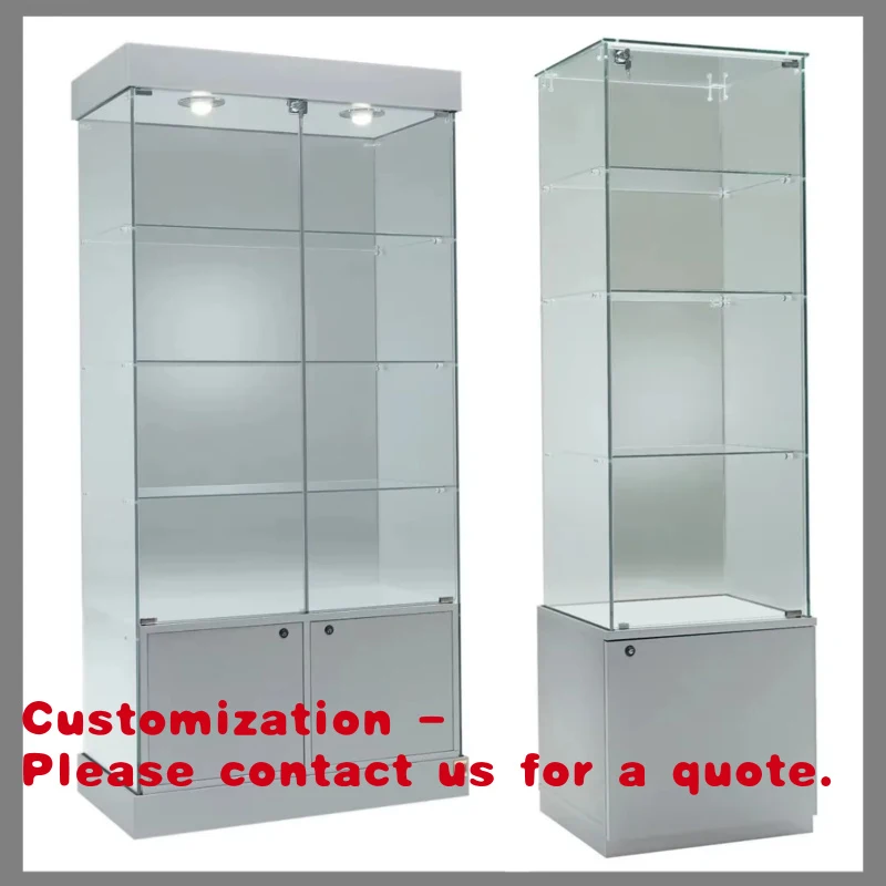 custom.KEWAY Custom Factory Tempered Glass Showcase Supplier Full showcase Jewelry Store Display Cabinets with Top Spotli
