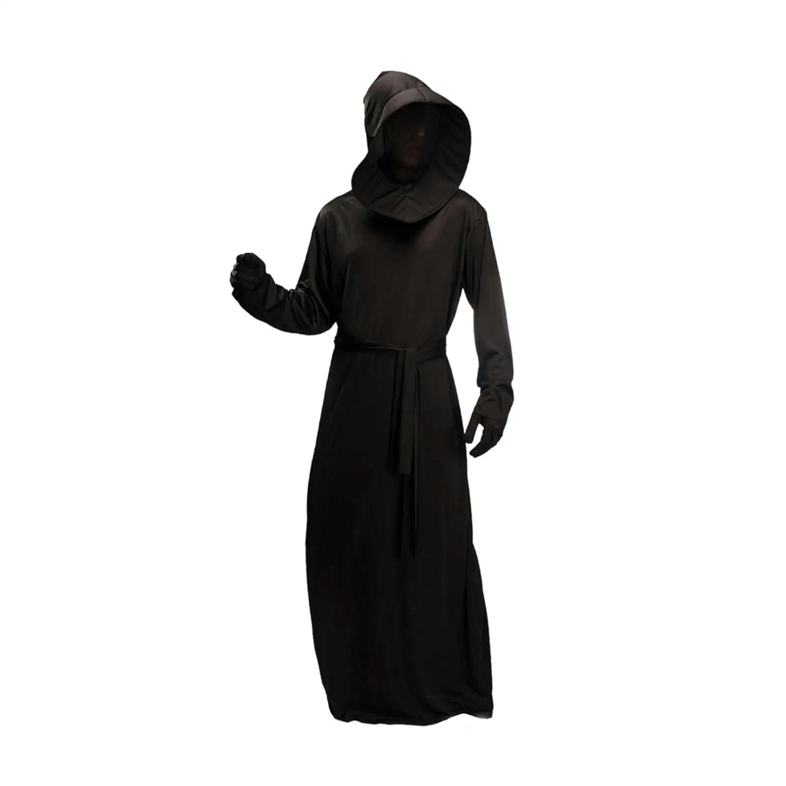 فستان تنكري للهالوين من البوليستر مع غطاء للرأس لحفلات المهرجانات والعطلات #2