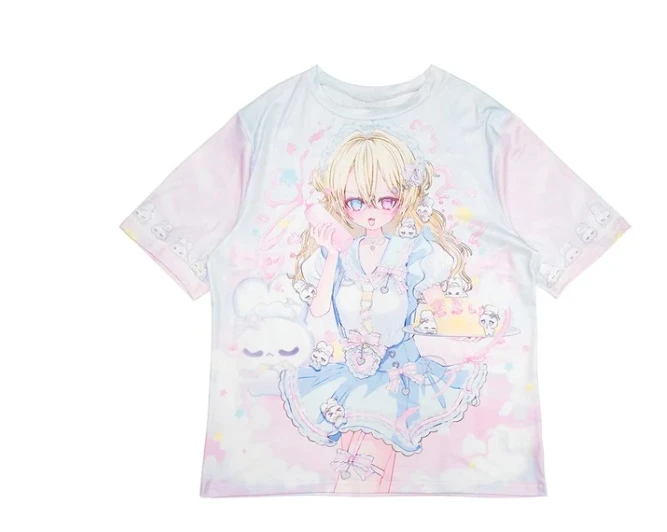 Japanese Group Hair ACDC Harajuku Series Original Design Anime Subculture Top Adult And Children's Short Sleeved T-shirt