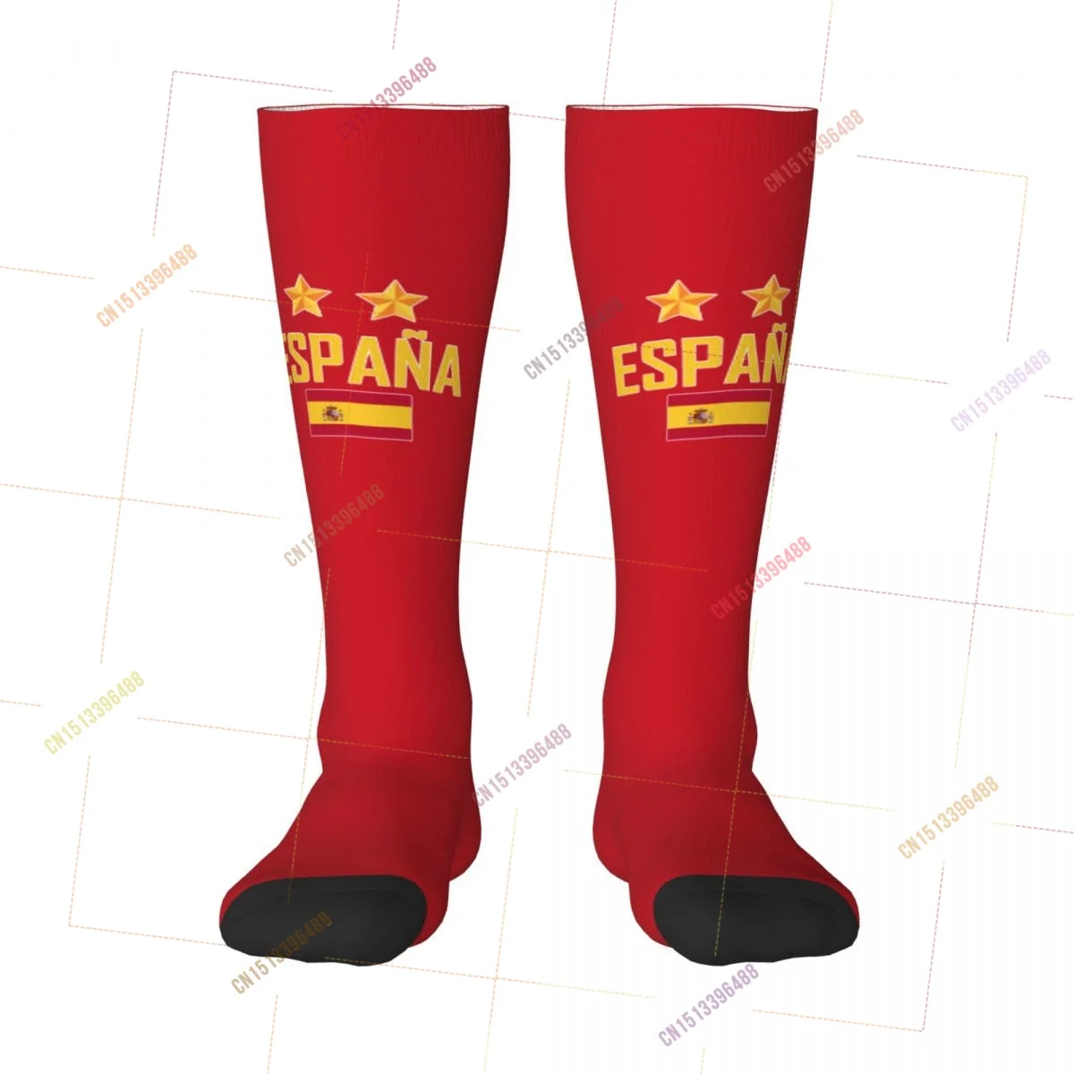 2026 Spain 2 Stars Champions Polyester 3D Printed Socks For Men Women Casual High Quality Kawaii Socks Street Skateboard Socks