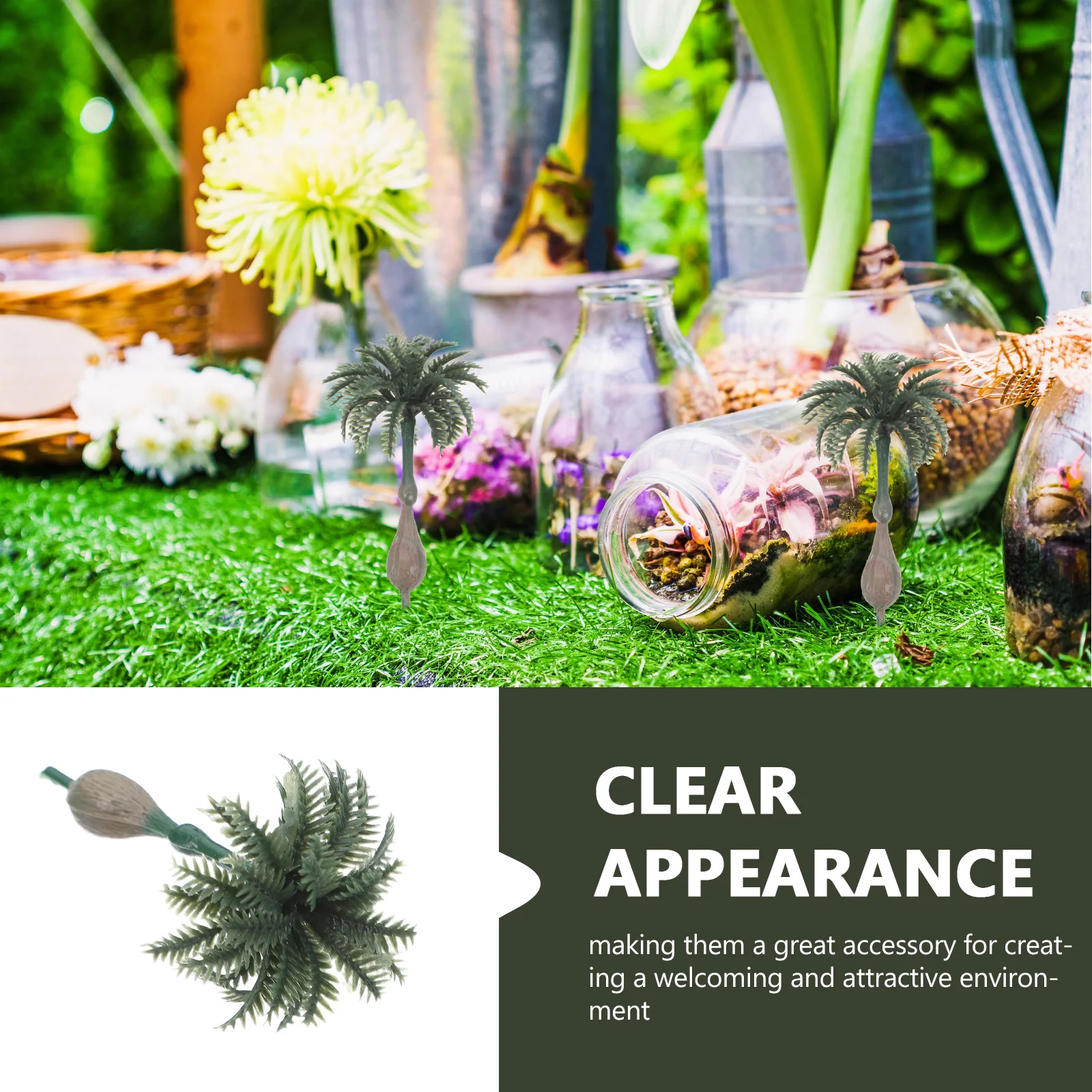 

15pcs Miniature Coconut Palm Tree For Diy Moss Micro Landscape Garden Railway Scenery Plastic Train Trees Faux Palm Diorama