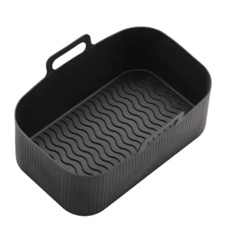 A59P New 4Pcs Silicone Pot For Air Fryer Foldable Basket Air Fryer Rack With Handles Black view 2