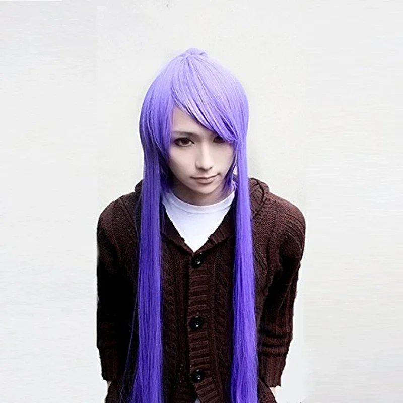 Kamui gakupo purple 100cm long straight cosplay costume wig 1 tail wig cap