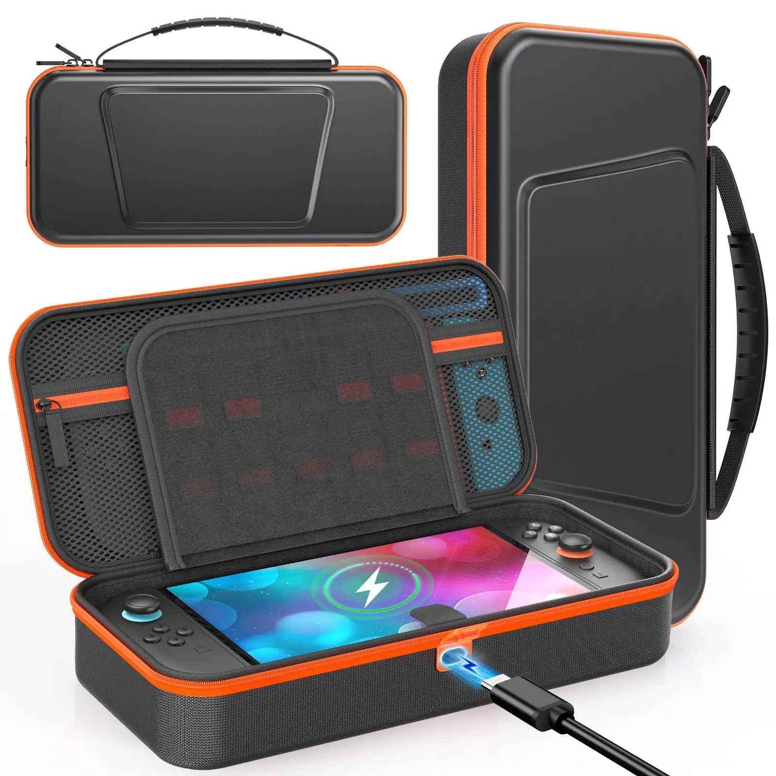 

Чехол для Switch 2 2025 и оригинальный и OLED, портативный дорожный чехол для Switch 2, 9 слотов для игровых карт, аксессуары для Switch 2, черный