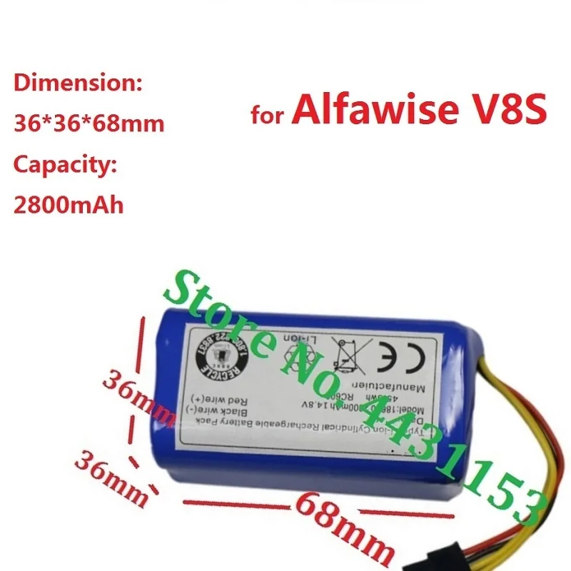 

Литий-ионный аккумулятор 2800 мАч для Alfawise V8S аксессуары для робота-пылесоса 14,4 В 14,8 в, новинка 18650