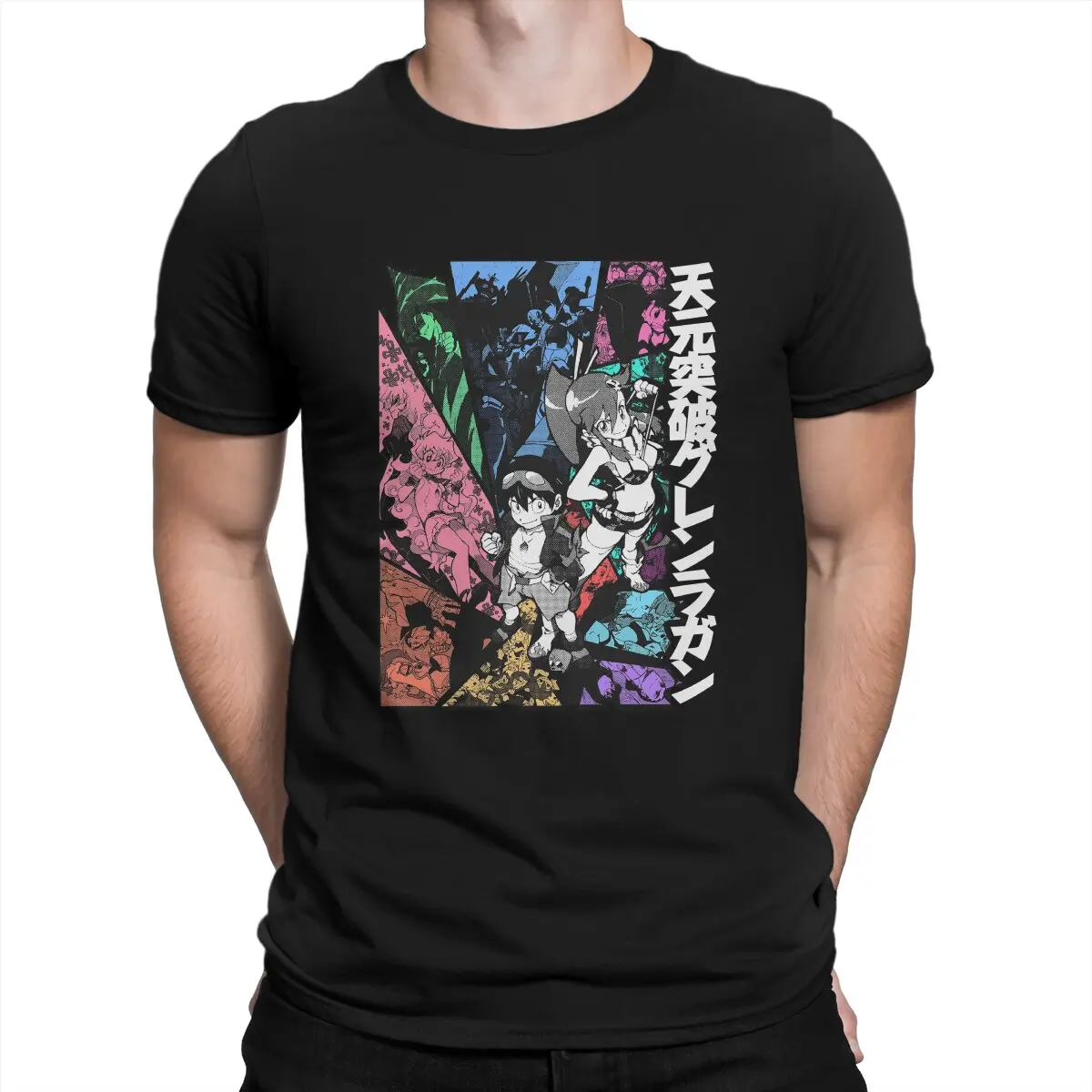 Tengen Toppa T Shirt for Men 100% Cotton Unique T-Shirt Round Collar Tengen Toppa Gurren Lagann Tee Shirt Short Sleeve