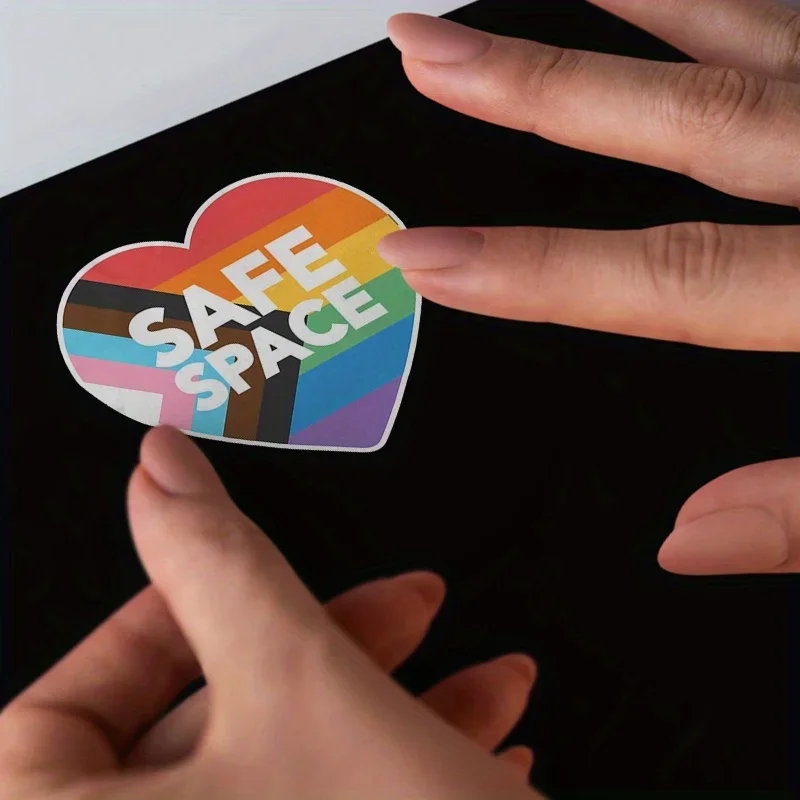 1SET Safe Space Inclusive Sticker, Vinyl Decal for Journals, Car Windows, Bottles – Stand Out with This Colorful Heart Design"