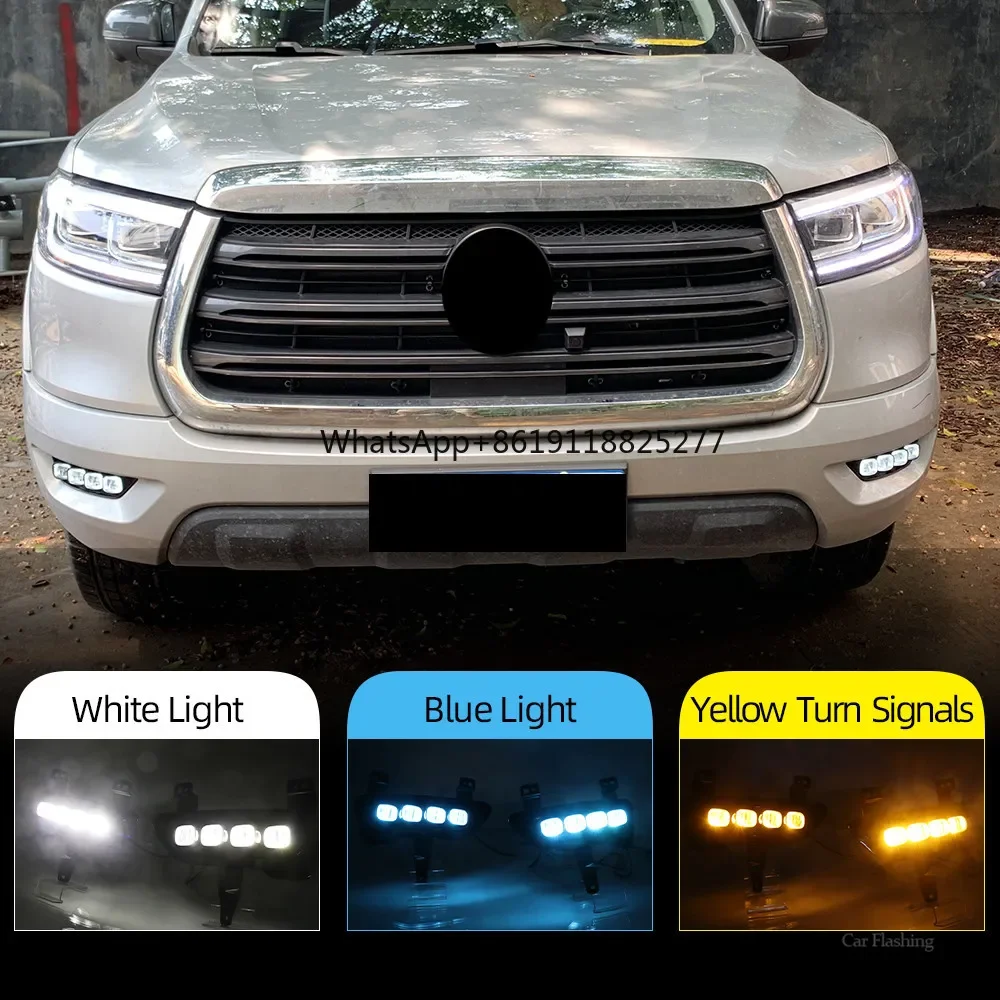 LED Daytime Running Lights with Turn Signal Yellow Style 12V Day Driving Lights Car DRL For Great Wall POER 2019 2020 2021 2022