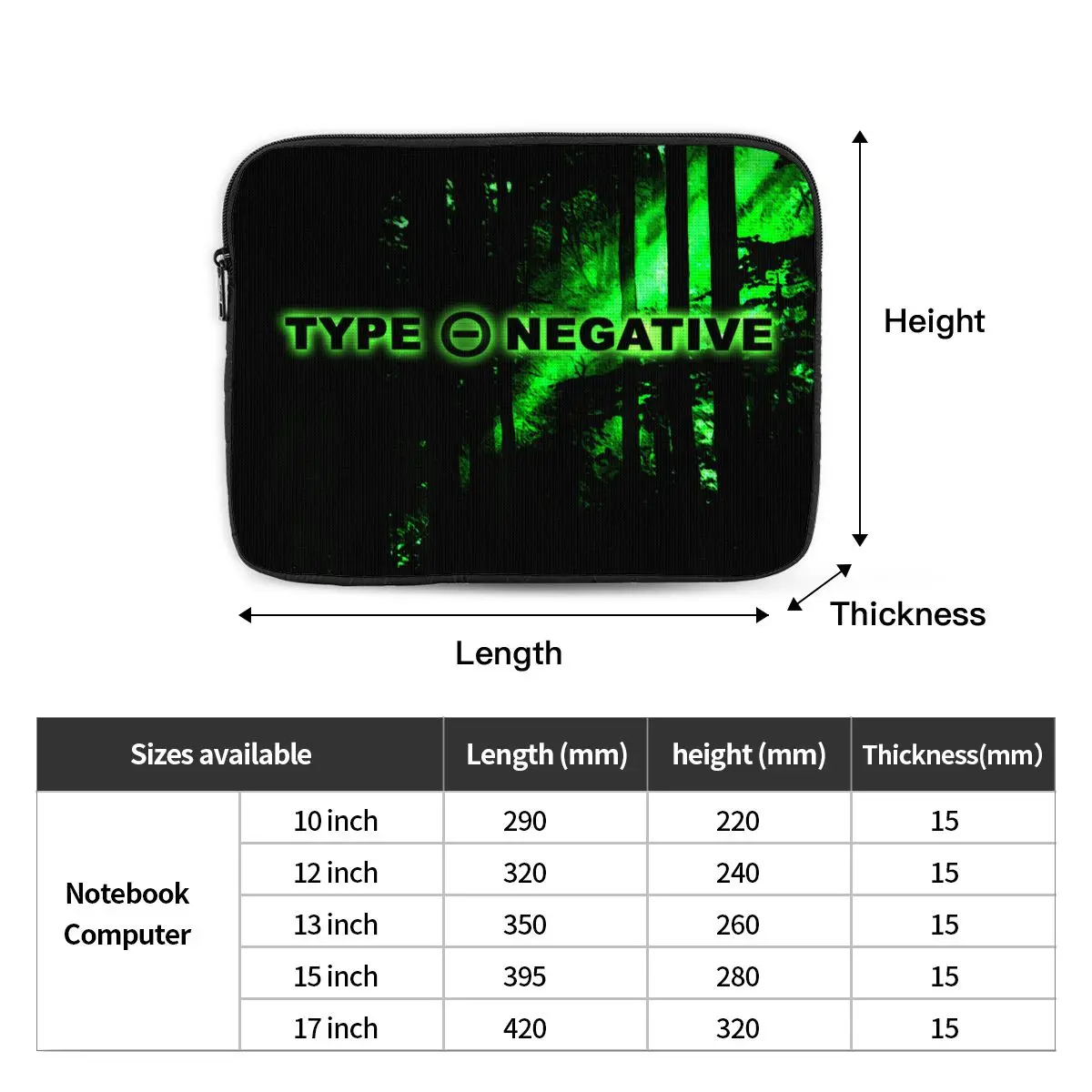 Type O Negative Notebook Laptop Bag Case Pouch For Macbook Air Pro Tablet Shockproof Case Bag