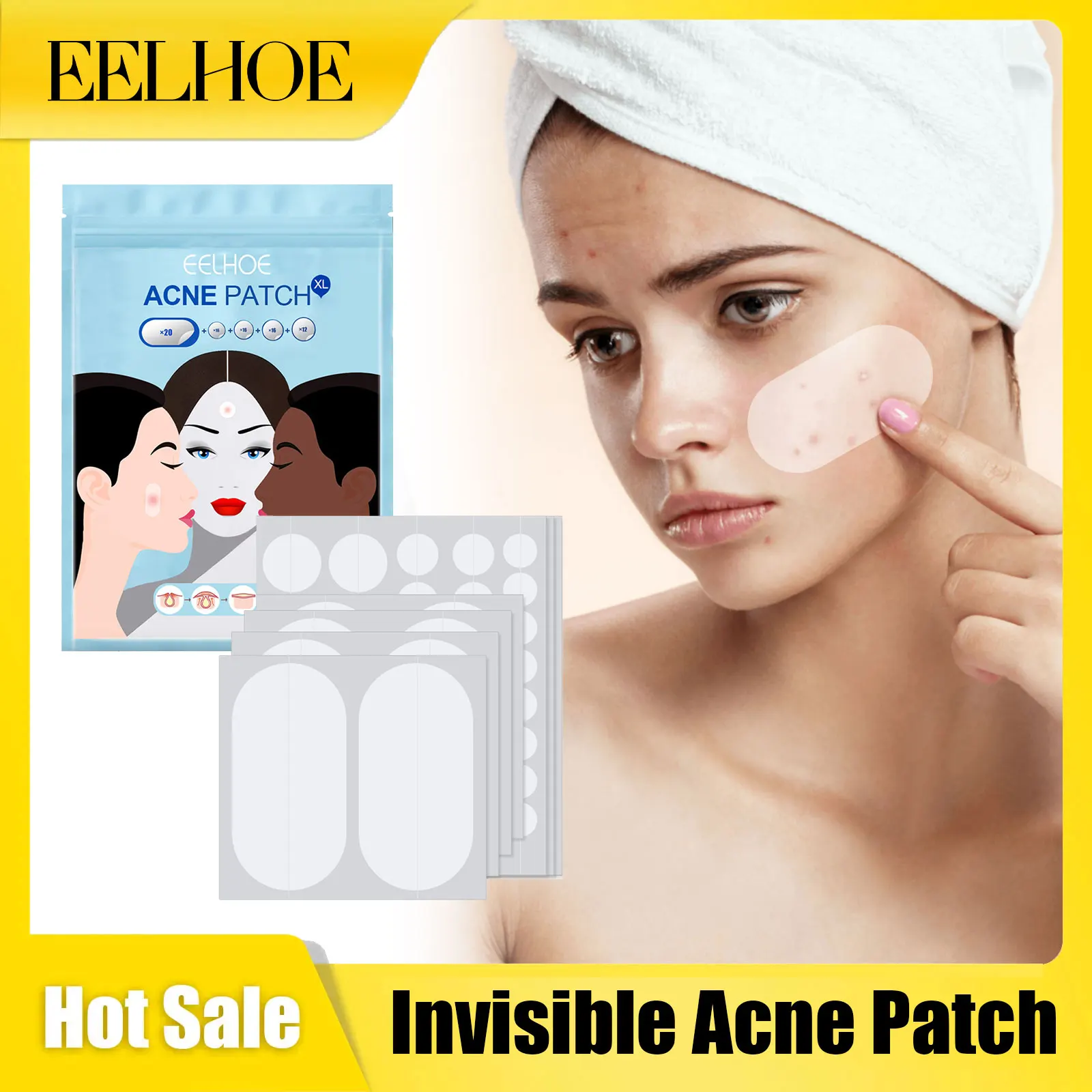 

Eelhoe Invisible Acne Patch Lasting Repairing Pimple Non Irritating Waterproof Makeup Tool Acne Treatment Removal Patches 80Pcs