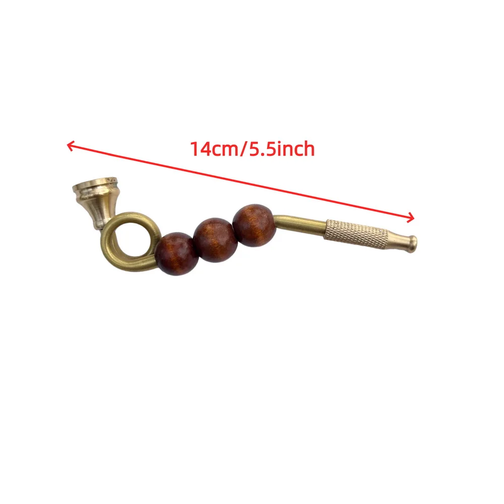 1pc Unique Detachable Copper Brass Metal Tobacco Pipe Smoking Pipe With Wood Bead For Women Men Smoking Accessories