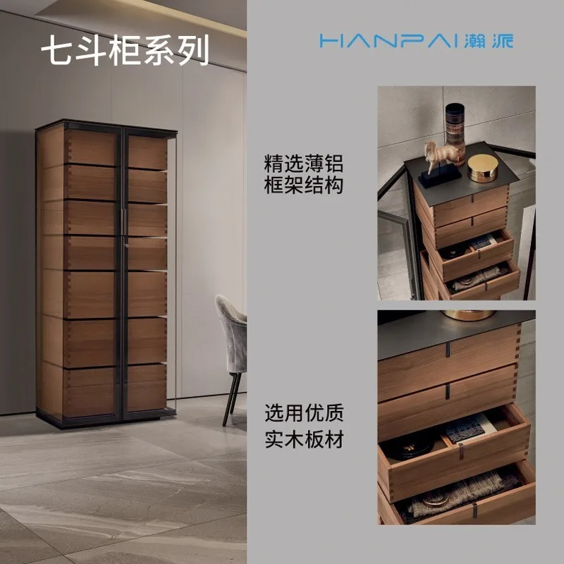 Light luxury double-door European wing cabinet glass displaycabinet solid wood seven-bucket cabinetlocker high-end boutique st