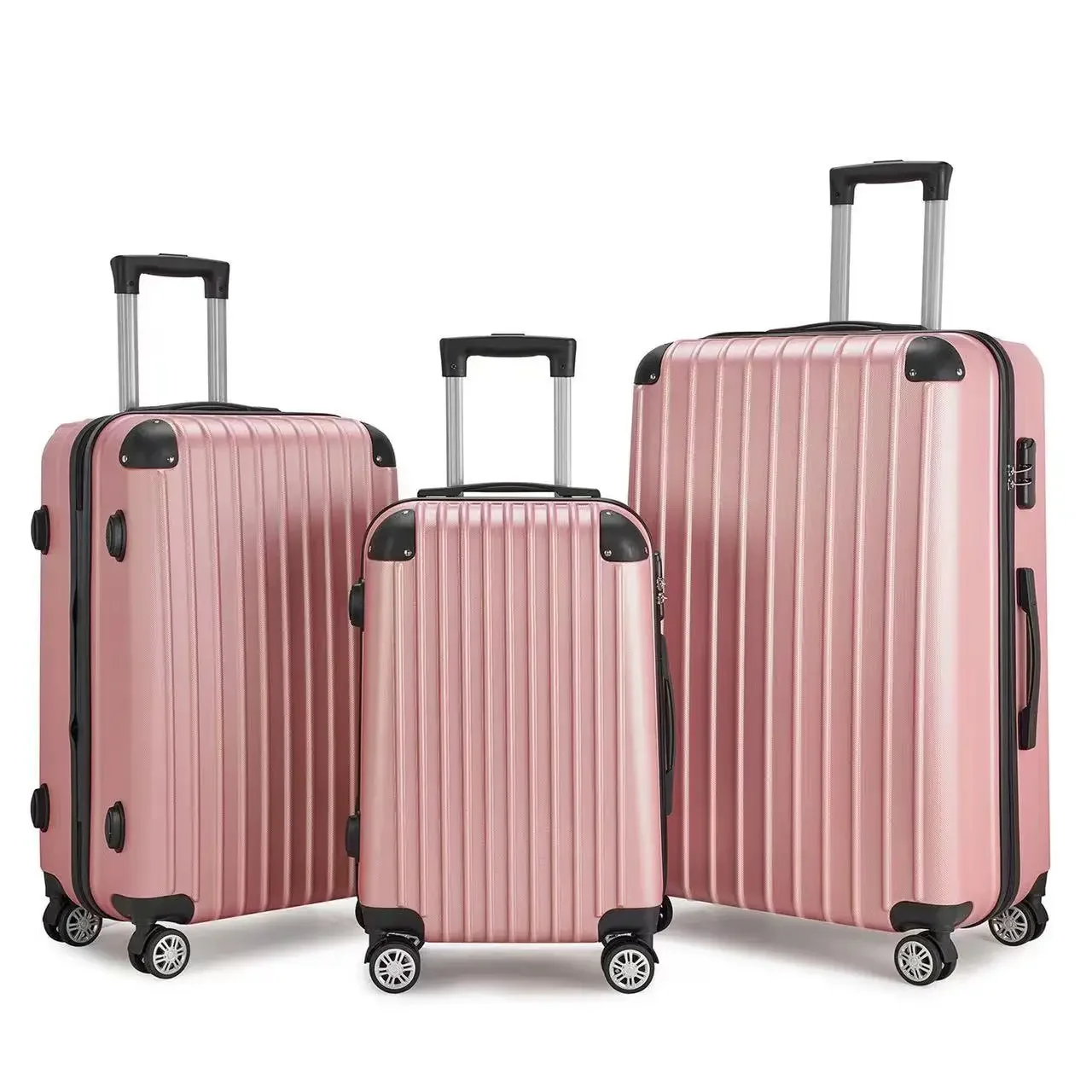 (26) Customized ABS Three-piece Travel Luggage Zipper Combination Lock Trolley Case