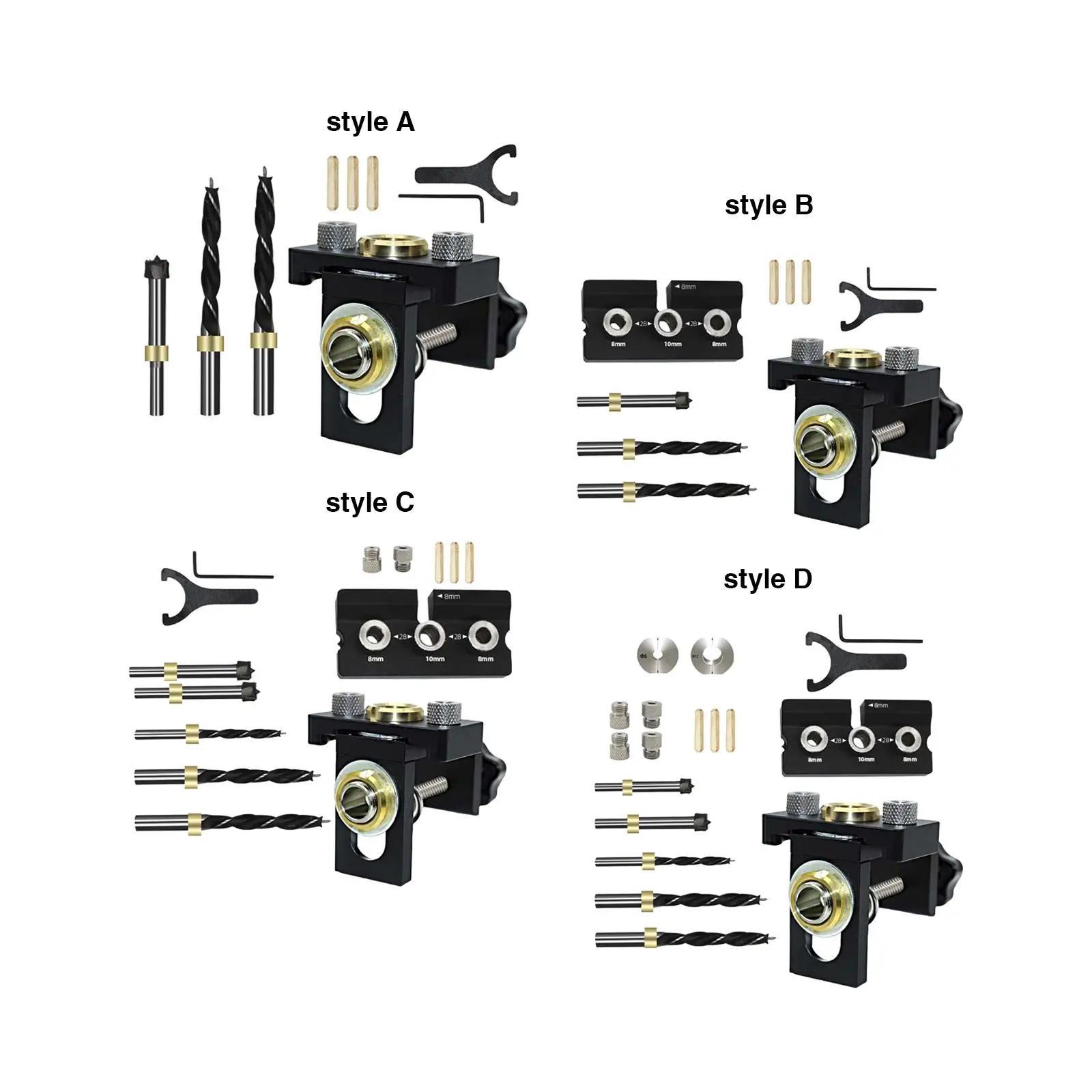 Pocket Hole Jig , Woodworking Punch Positioners Punch with 8/10/15mm Drill Bit Drilling Guide , for Board Splicing