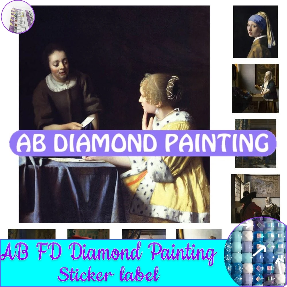 5D DIY Diamond Painting World Famous Painter Johannes Vermeer Series Diamond Painting Cross Stitch Mosaic Home Decoration