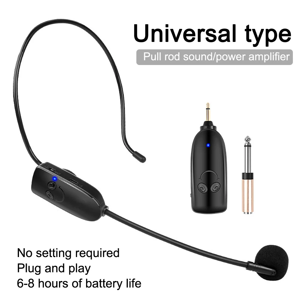 Wireless Head-worn Microphone Wireless Microphone With Amplifier Receiver Suitable For Voice Amplifier, Stage Speaker