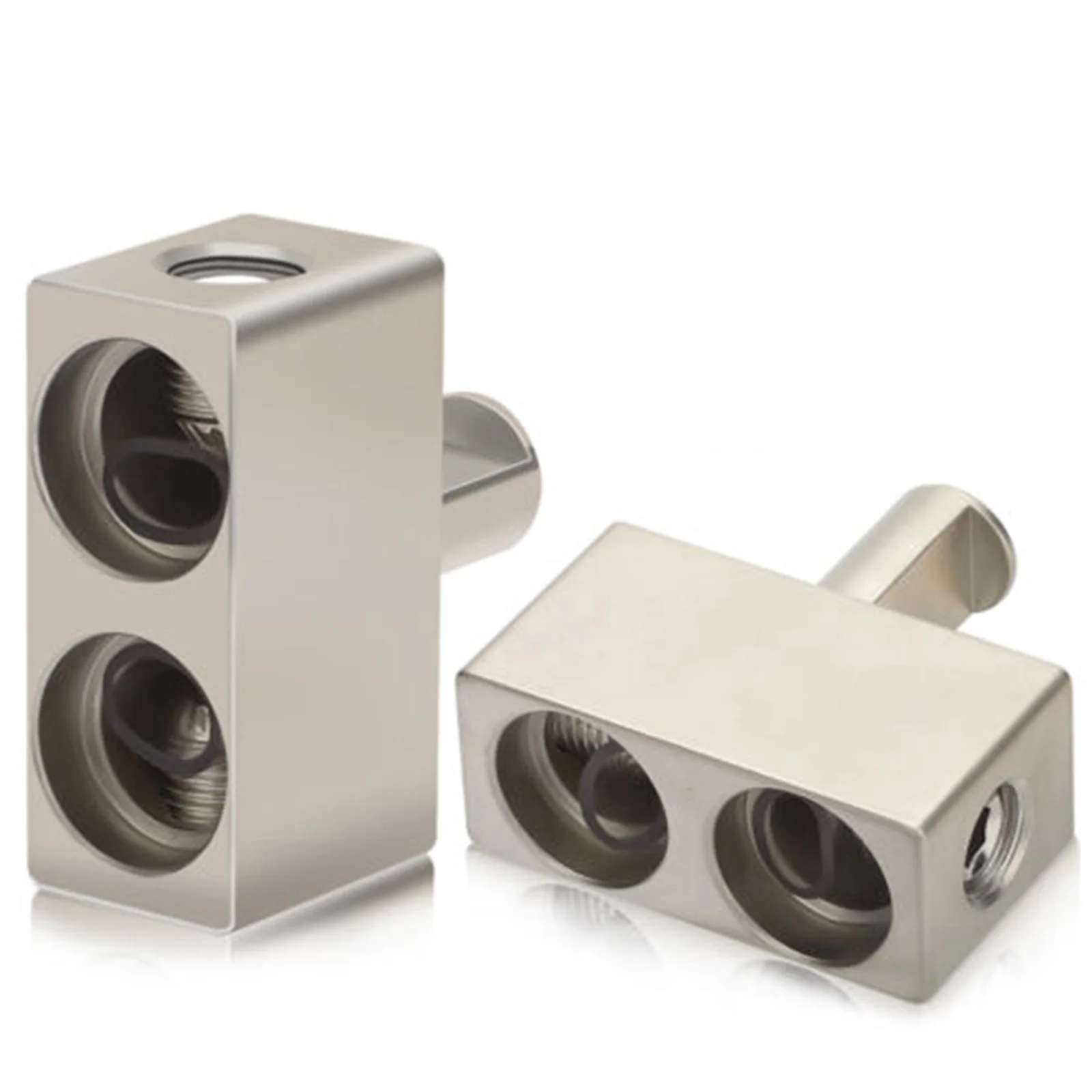 For Car Audio Dual 1/0 AWG Offset Input Terminals 2PCS for Amplifier Power Ground Connection with Single 1/0 AWG Input