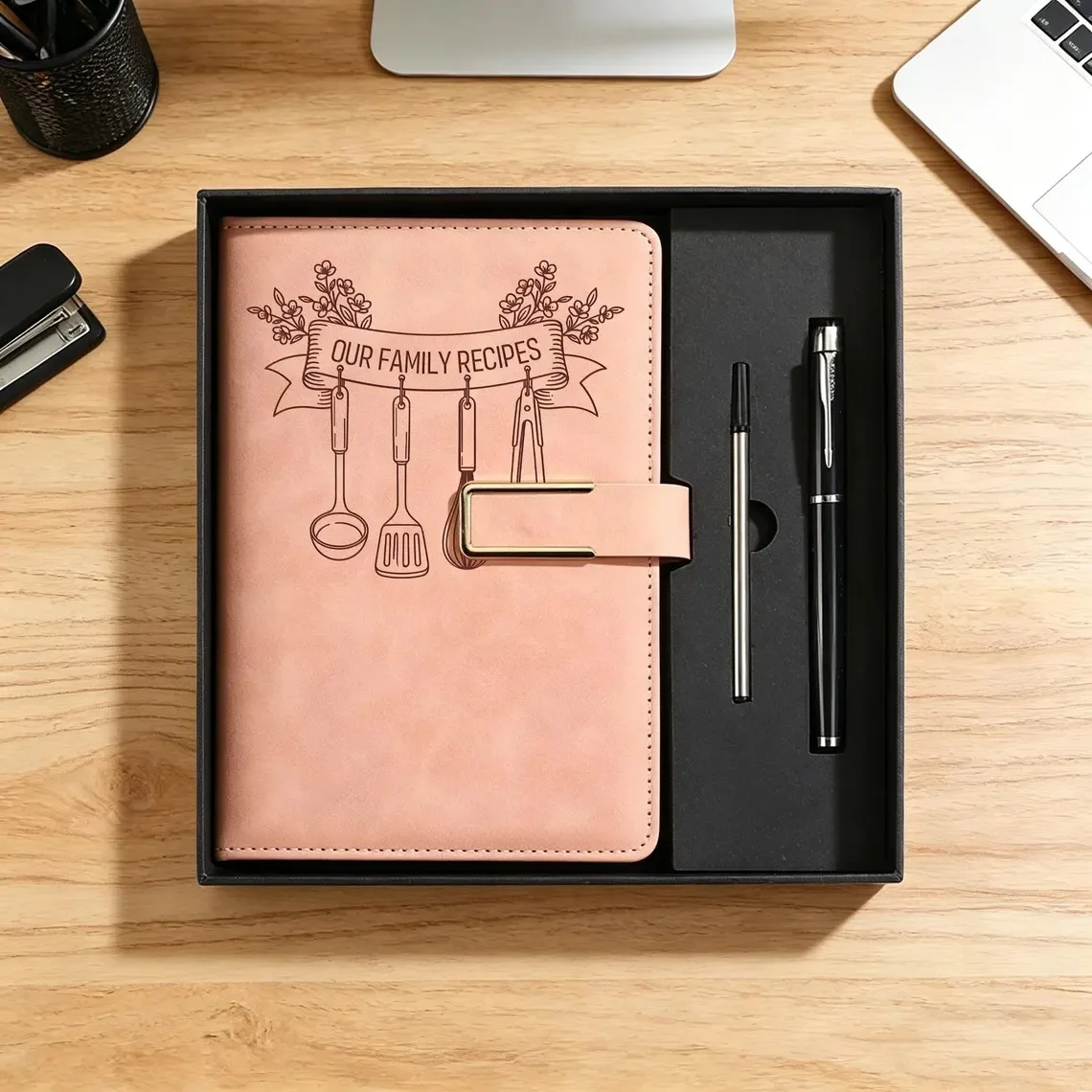 Personalized Leather Recipe Book,Family Cookbook, Engraved Recipe Journal, Gift for Foodie, Bridal Shower Gift, Housewarming Gif