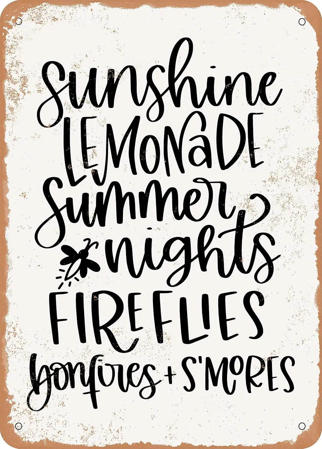 （2D Tin painting）10 x 14 METAL SIGN - Sunshine Lemonade Summer Nights Fireflies Bonfires Smores - Vintage Rusty Look