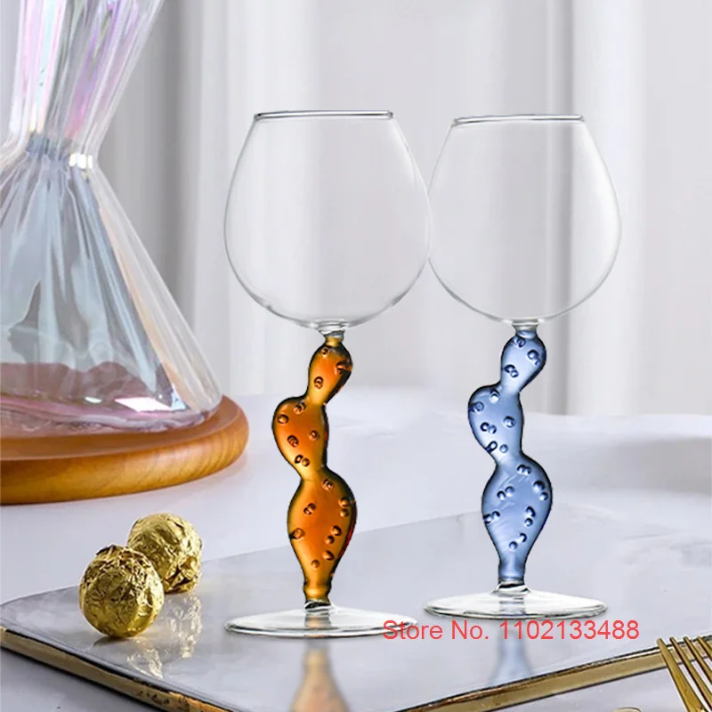 Italian Famous Design Crystal Cactus Glass Handmade Red Wine Tumbler Wedding Gifts Champagne Cocktail Bordeaux Cup Wholesale