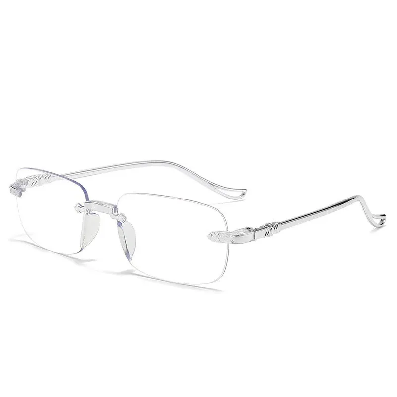 Rimless Reading Glasses Anti Blue Light Blocking Frame Women Men Ultralight Business Presbyopia Eyeglasses +1+1.5+2+2.5+3+3.5+4