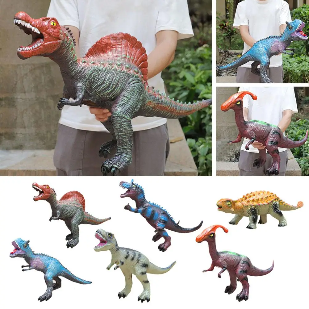 31-37cm Large Soft Rubber Stuffed Dinosaur Toy Tyrannosaurus Rex Animal Figures With Sound For Boy Kids Birthday Gift 6 Mod Y4J6