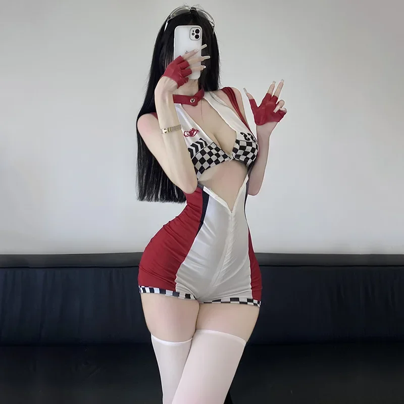 Anime feminino sexo fantasia racer cosplay lingerie erótica alta elástica cosplay corrida menina conjunto boate festa sexy