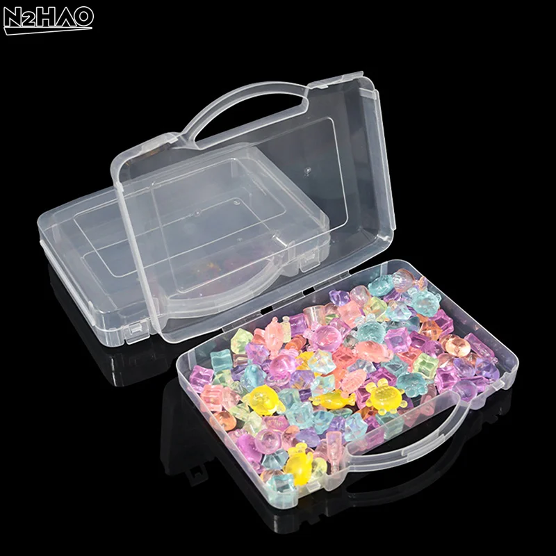 1PC Plastic Transparent Handheld Storage Box Jewelry Storage Box Small Item And Miscellaneous Storage Box