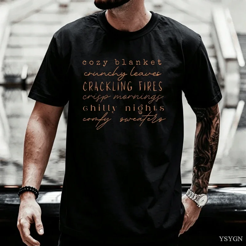 Fall Bucket List T-Shirt 100% Cotton Cozy Autumn Pumpkin Season Tee Vintage Men Women Thanksgivng Holiday Gift Shirt Tops