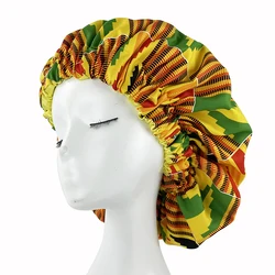 New Extra Large Women African Pattern Print Fabric Ankara Bonnets Satin Lined Bonnets Night Sleep Hat Ladies Turban Wholesale