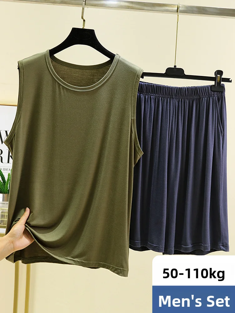 

Summer Men's Modal Home Clothes Loose Sleeveless Sportswear Set Outdoor Pocket Men's Sleepwear Pants Comfortable Breathable
