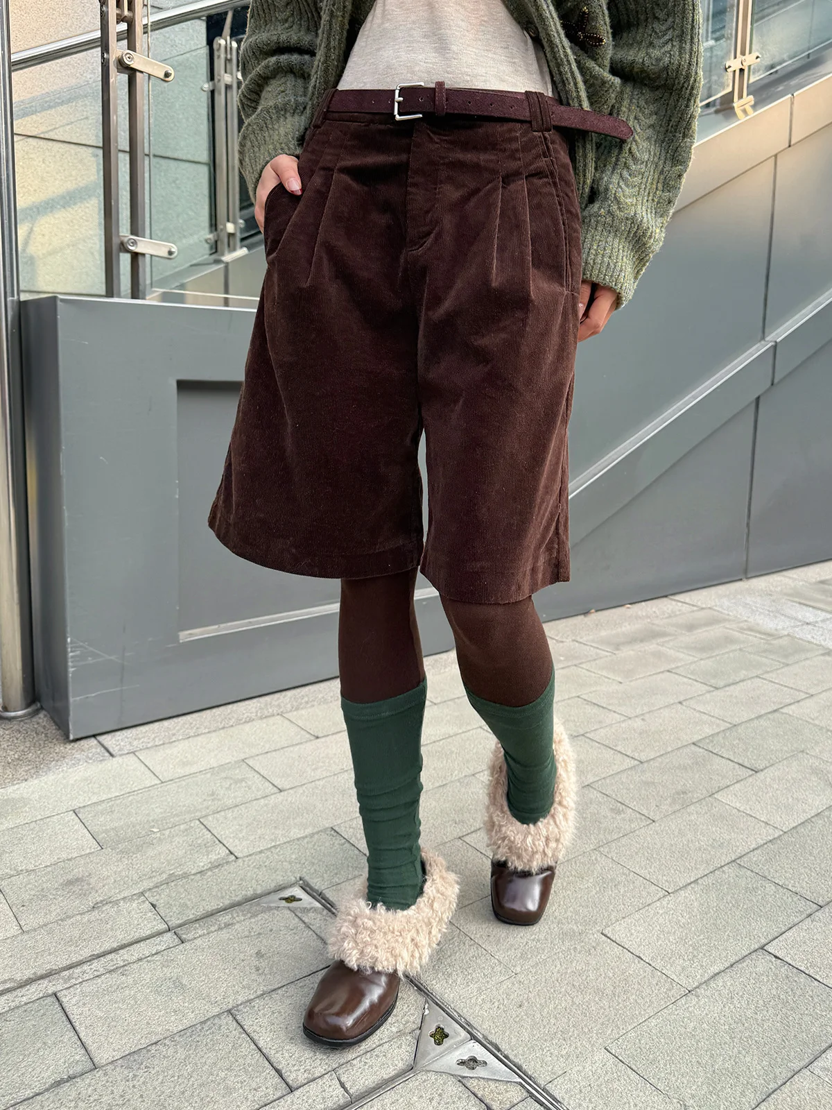

Brand Corduroy Five-Point Casual Pants DEARSOCUTE Hand-Pied Store Comfortable l Waist Zipper Straight Leg Tr...
