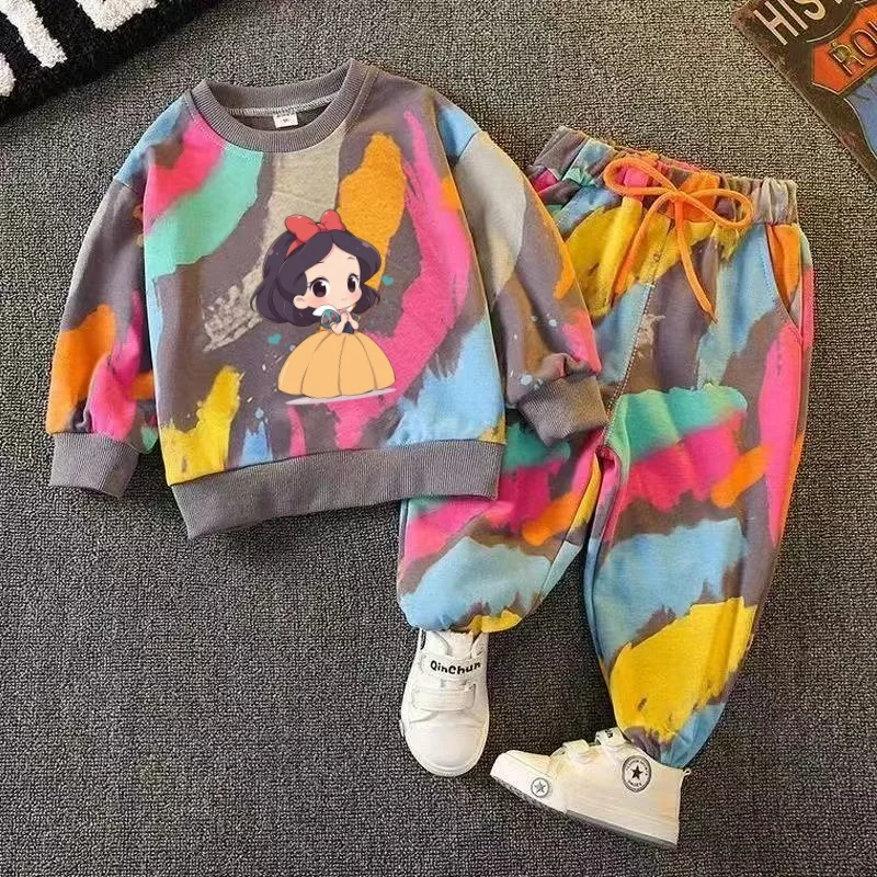 

Autumn Kid Girls Clothes Set Children Tie Dye Disney Sweatshirts Top And Pants Bottom 2 Pieces Suit Baby Long Sleeve Tracksuits