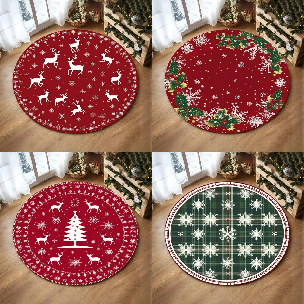 عطلة ديكور موسمي سجادة مستديرة تصميم شجرة ندفة الثلج البساط الرنة عيد الميلاد زهرة منطقة البساط ل مريح غرفة المعيشة غرفة نوم البساط