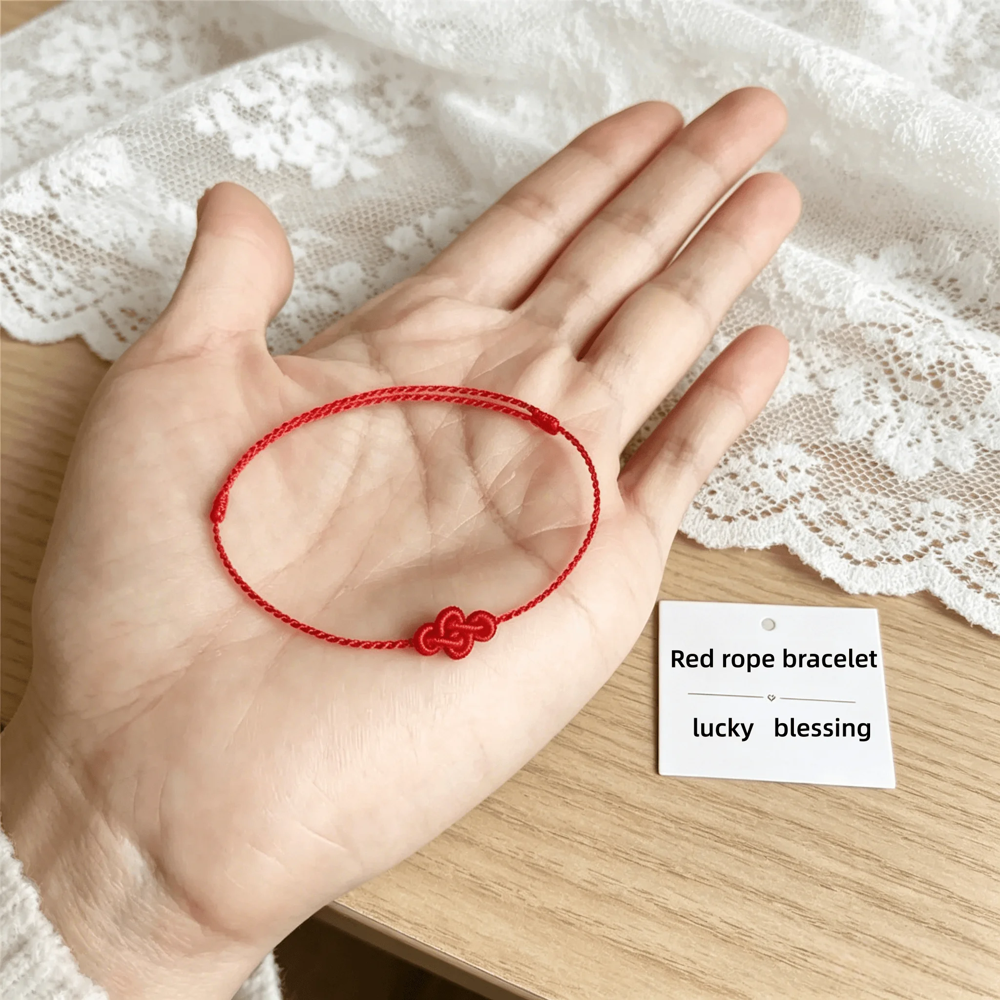 Lucky Red Bracelet - Hand woven thin Ruyi ankle, New Year's wishes for Ruyi safety and exam success