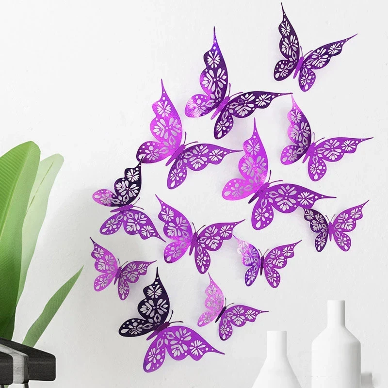 1-6Set Creative Shape Butterfly Decoration Multiple Colors Shining Decals Gifts For Family Friend Children