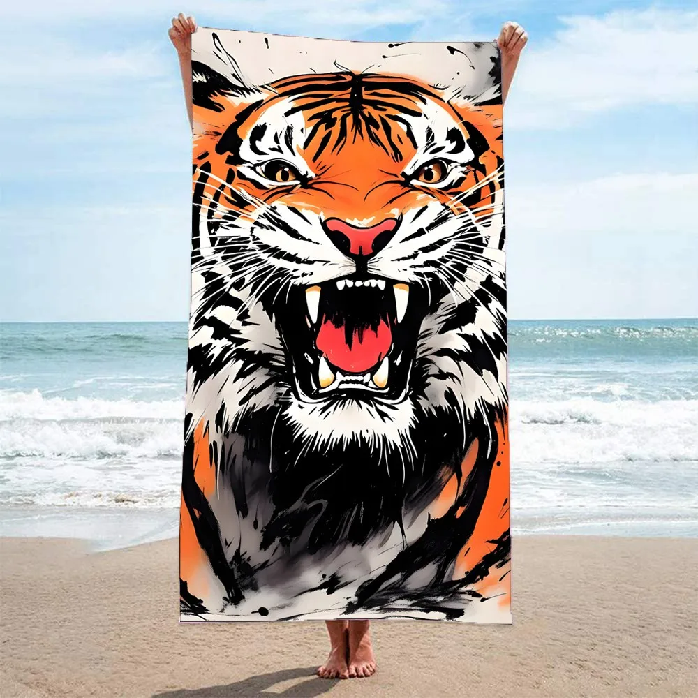 

Cool Tiger Large Beach towel,microfiber towel,spa,surf,swim,gym sports,wholesale,holiday gift,free shipping