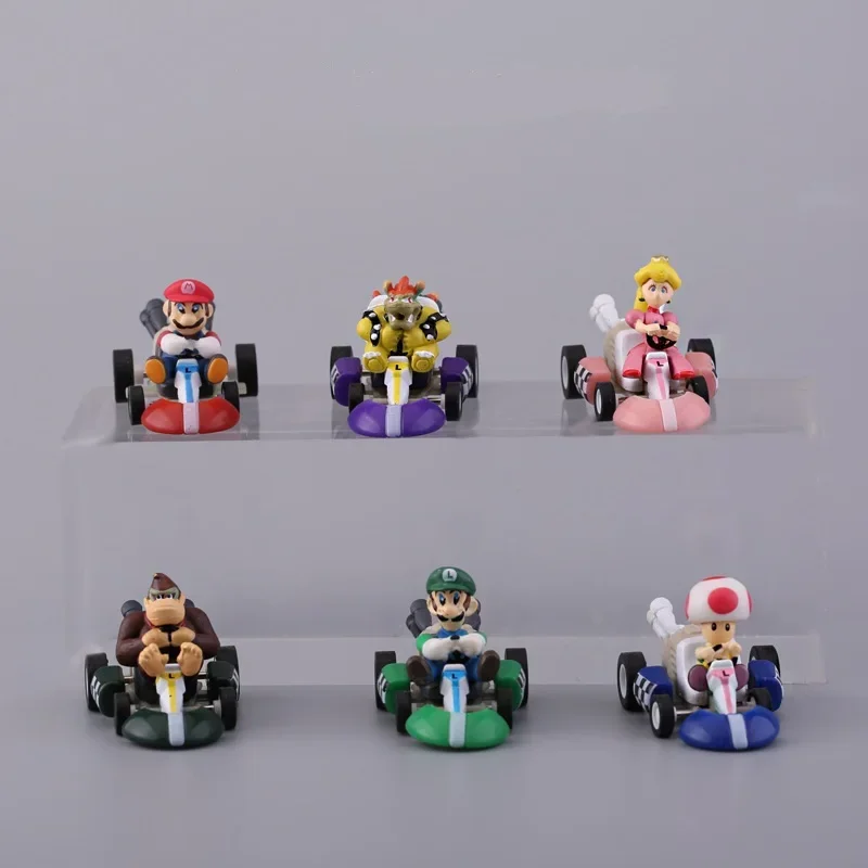 

6-компонентный мультяшный самокат с откатом, обезьяна, грибной картинг, Марио, персонаж мультфильма, модель автомобиля, детские игрушки, подарок на Рождество и день рождения