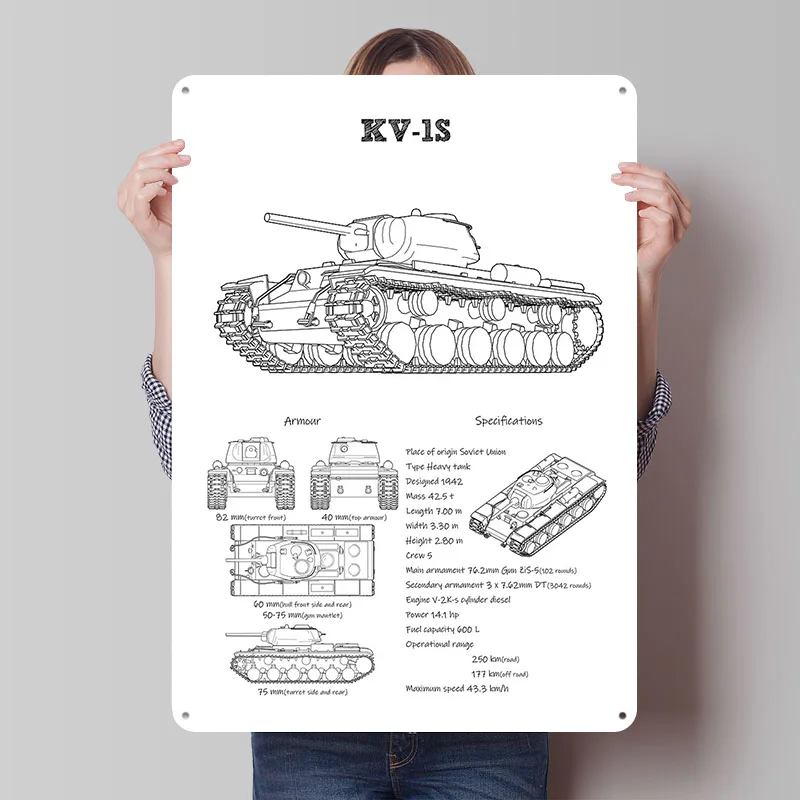 Плакат с изображением советского танка KV1S, на заказ, в стиле ретро, винтажные металлические таблички для декора дома, игровой комнаты, уютного дома