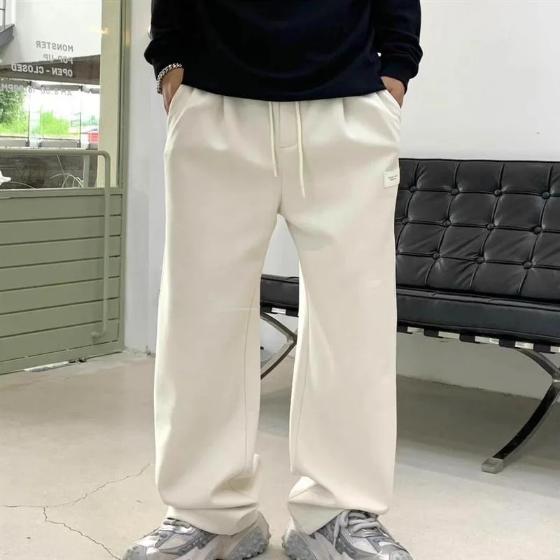 

Store ip High Version Color Heavyweight Men's Straight Leg Loose Wide Leg Pants Elastic Waist Trendy M3